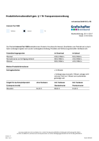 Produktinformationsblatt Internet-Flat 1.000
