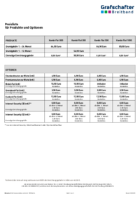Preisliste für Produkte und Optionen ab 04.11.2025