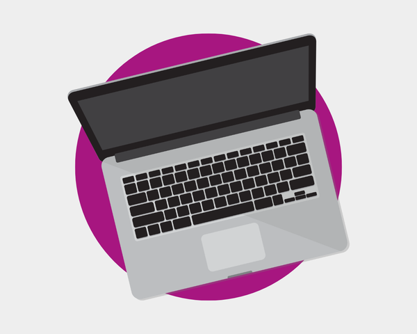 Gezeichnete Darstellung eines Laptops.