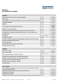 Preisliste Zusatzleistungen
